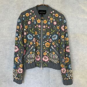 Needle & Thread by Anthropologie beaded embroidered bomber jacket size 6